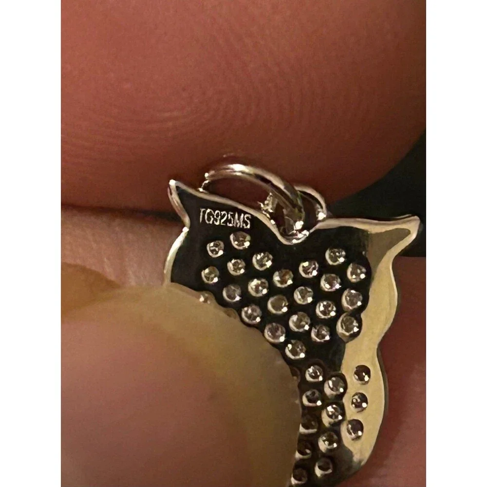 Adorable Sterling Silver & Moissanite Owl Pendant 1.0 CTW